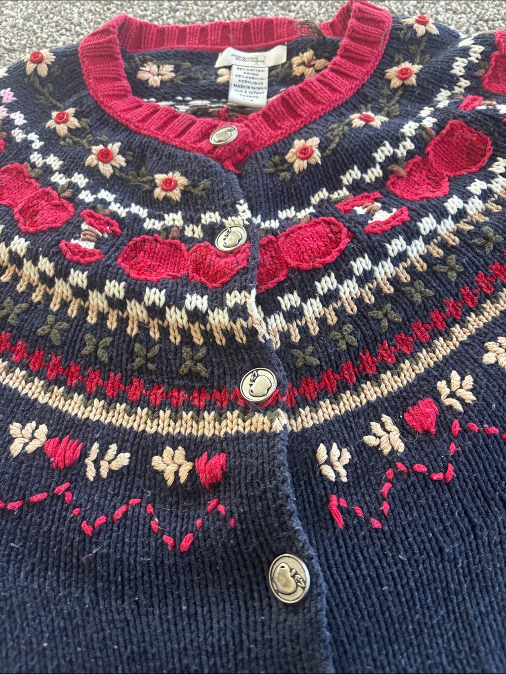 Vintage Northern Reflections Knit Cardigan with apple details - Picture 4 of 7